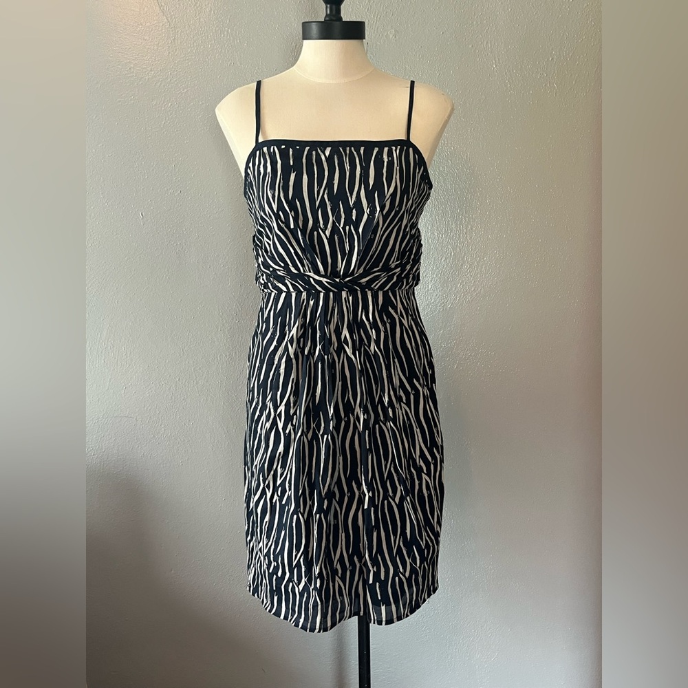 Ann Taylor Loft Cotton Navy Blue Sundress Size 4